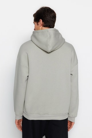 Fleece Sweater met Capuchon - Lichtgrijs