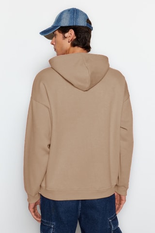Fleece Sweater met Capuchon - Beige