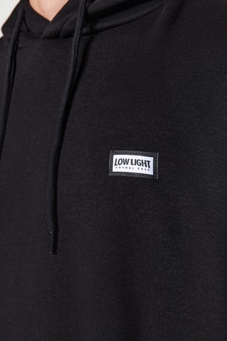 Felpa in pile con cappuccio - Nero