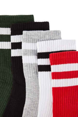 5 paar sokken - Gemêleerd Lichtgrijs en Rood