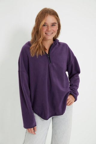Fleece Sweater met Capuchon - Paars