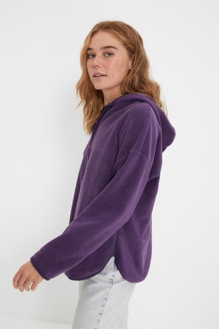 Fleece Sweater met Capuchon - Paars