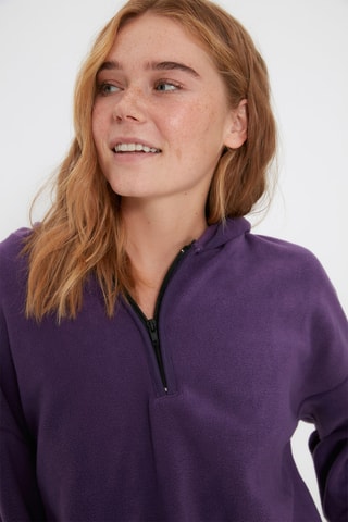 Fleece Sweater met Capuchon - Paars