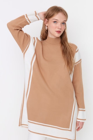 Tuniek - Camel en Ecru