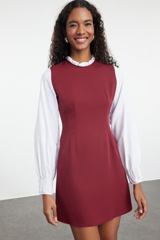 Trapezium Jurk - Bordeauxrood