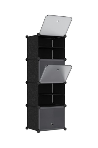 Zapatero cubo - 24 pares - Negro y transparente