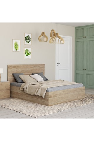 Letto contenitore Sicilia con rete e testiera effetto legno 140x190cm