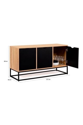 Credenza bassa 3 ante - Effetto legno e nero