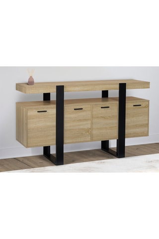 Credenza 4 ante Brixton - Effetto legno e nero