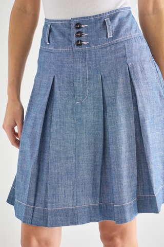 Plissérok Hoge Taille - Blauw