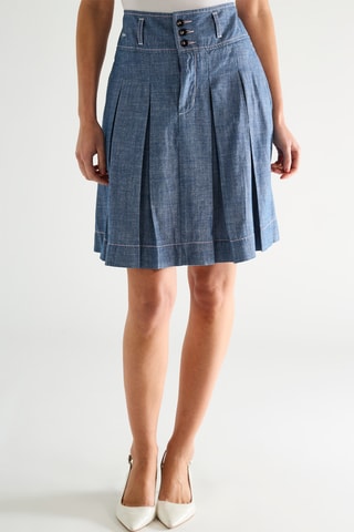 Plissérok Hoge Taille - Blauw