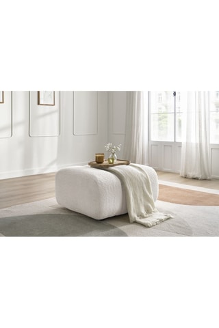 Pouf Talia - Blanc - En tissu bouclette