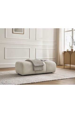Pouf Pamira - Beige - En tissu bouclette