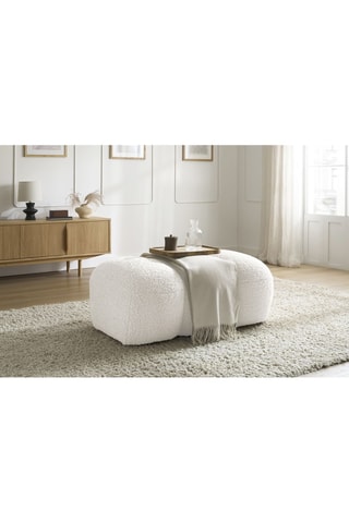 Pouf Hippolyte - Blanc - En tissu bouclette