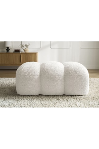 Pouf Hippolyte - Blanc - En tissu bouclette