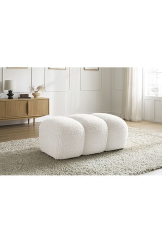 Pouf Hippolyte - Blanc - En tissu bouclette