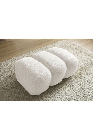 Pouf Hippolyte - Blanc - En tissu bouclette