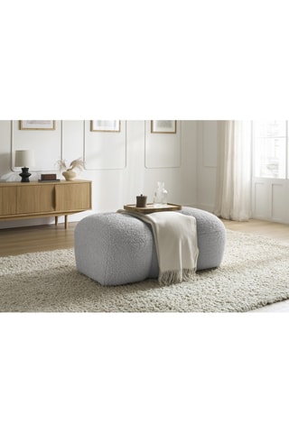 Pouf Hippolyte - Gris clair - En tissu bouclette