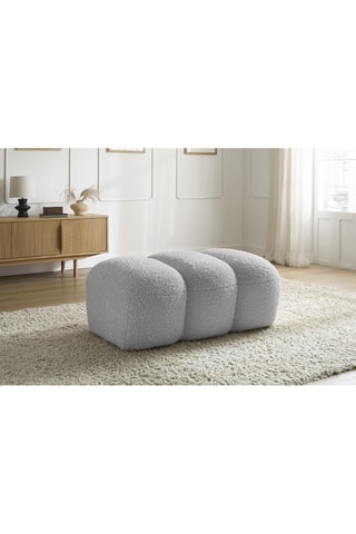Pouf Hippolyte - Gris clair - En tissu bouclette
