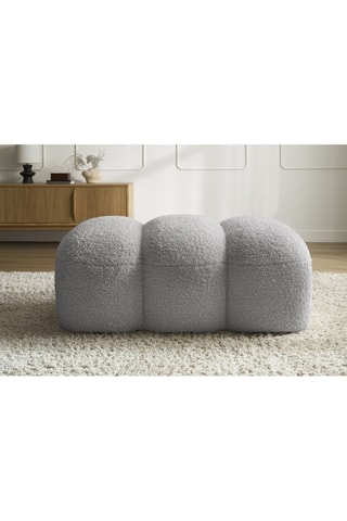 Pouf Hippolyte - Gris clair - En tissu bouclette