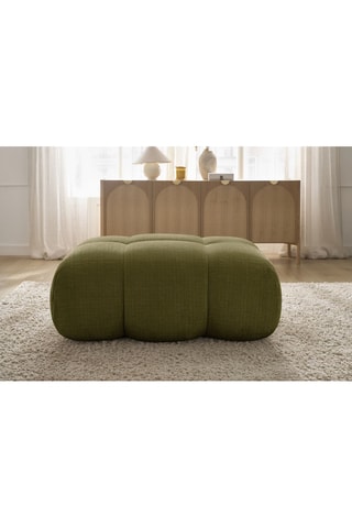 Pouf Ivane - Kaki - En tissu texturé