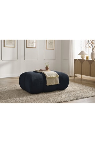 Pouf Ivane - Bleu foncé - En tissu texturé