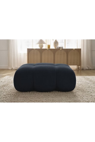 Pouf Ivane - Bleu foncé - En tissu texturé
