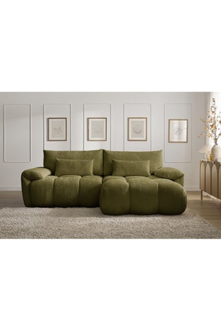 Canapé d'angle droit Ivane - Kaki - 3 places - En tissu texturé