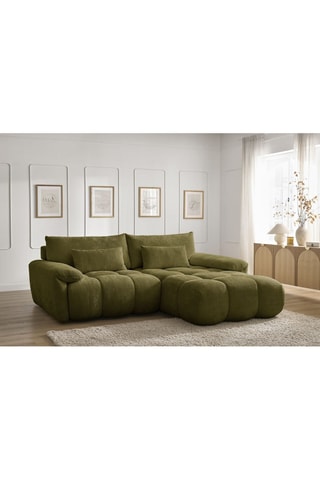 Canapé d'angle droit Ivane - Kaki - 3 places - En tissu texturé