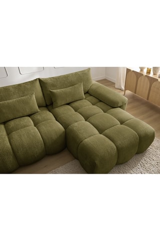 Canapé d'angle droit Ivane - Kaki - 3 places - En tissu texturé