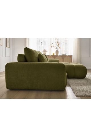 Canapé d'angle droit Ivane - Kaki - 3 places - En tissu texturé