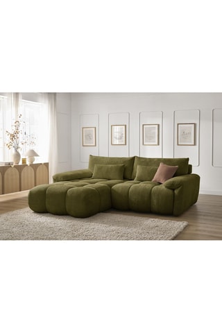 Canapé d'angle gauche Ivane - Kaki - 3 places - En tissu texturé