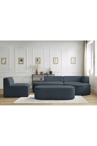 Canapé d'angle droit modulable, chauffeuse et pouf  Rousseau Bleu foncé
