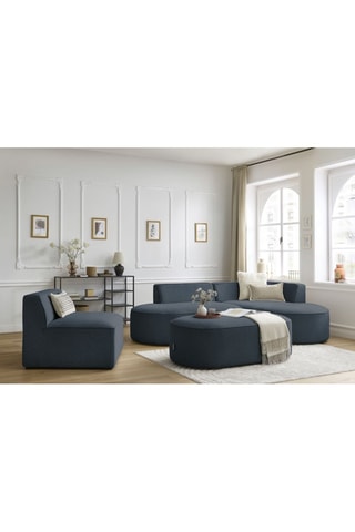 Canapé d'angle droit modulable, chauffeuse et pouf  Rousseau Bleu foncé