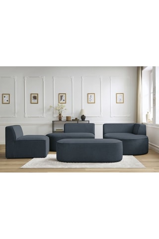 Canapé d'angle droit modulable, chauffeuse et pouf  Rousseau Bleu foncé