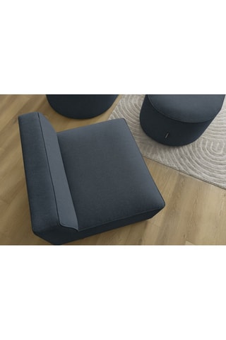 Canapé d'angle droit modulable, chauffeuse et pouf  Rousseau Bleu foncé