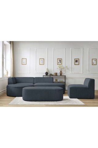 Canapé d'angle gauche modulable, chauffeuse et pouf  Rousseau Bleu foncé