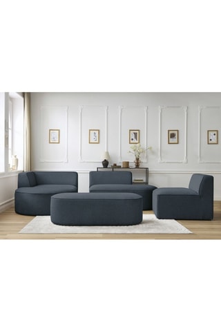 Canapé d'angle gauche modulable, chauffeuse et pouf  Rousseau Bleu foncé