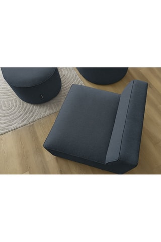 Canapé d'angle gauche modulable, chauffeuse et pouf  Rousseau Bleu foncé