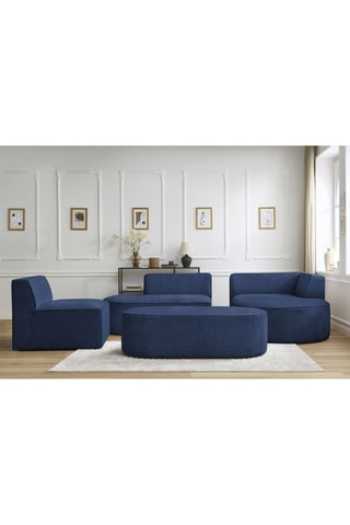 Canapé d'angle droit modulable, chauffeuse et pouf  Rousseau Bleu foncé