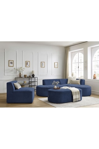 Canapé d'angle droit modulable, chauffeuse et pouf  Rousseau Bleu foncé