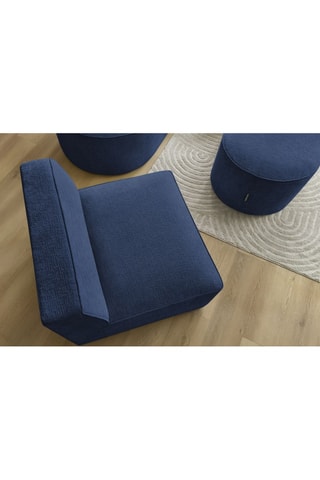 Canapé d'angle droit modulable, chauffeuse et pouf  Rousseau Bleu foncé