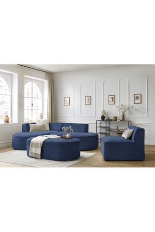 Canapé d'angle gauche modulable, chauffeuse et pouf  Rousseau Bleu foncé
