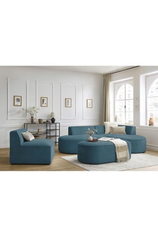 Canapé d'angle droit modulable, chauffeuse et pouf  Rousseau Bleu foncé