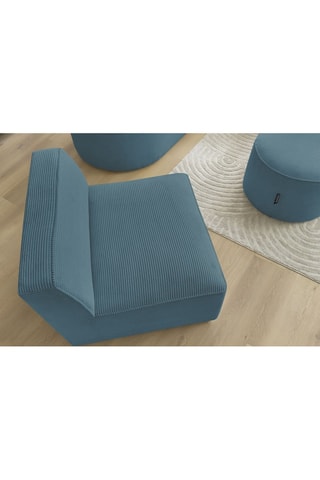 Canapé d'angle droit modulable, chauffeuse et pouf  Rousseau Bleu foncé