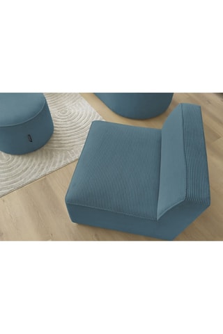 Canapé d'angle gauche modulable, chauffeuse et pouf  Rousseau Bleu foncé