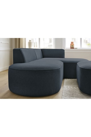 Canapé d'angle droit et pouf Rousseau - Bleu foncé