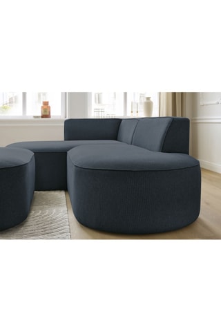 Canapé d'angle gauche et pouf Rousseau - Bleu foncé