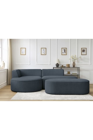 Canapé d'angle gauche et pouf Rousseau - Bleu foncé