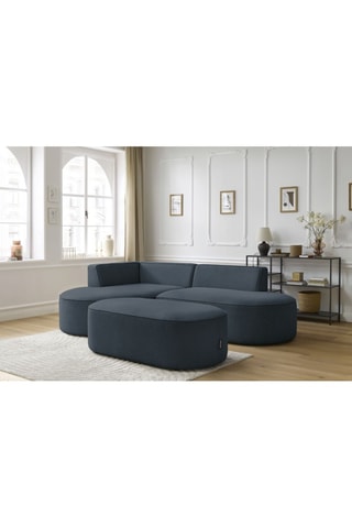Canapé d'angle gauche et pouf Rousseau - Bleu foncé